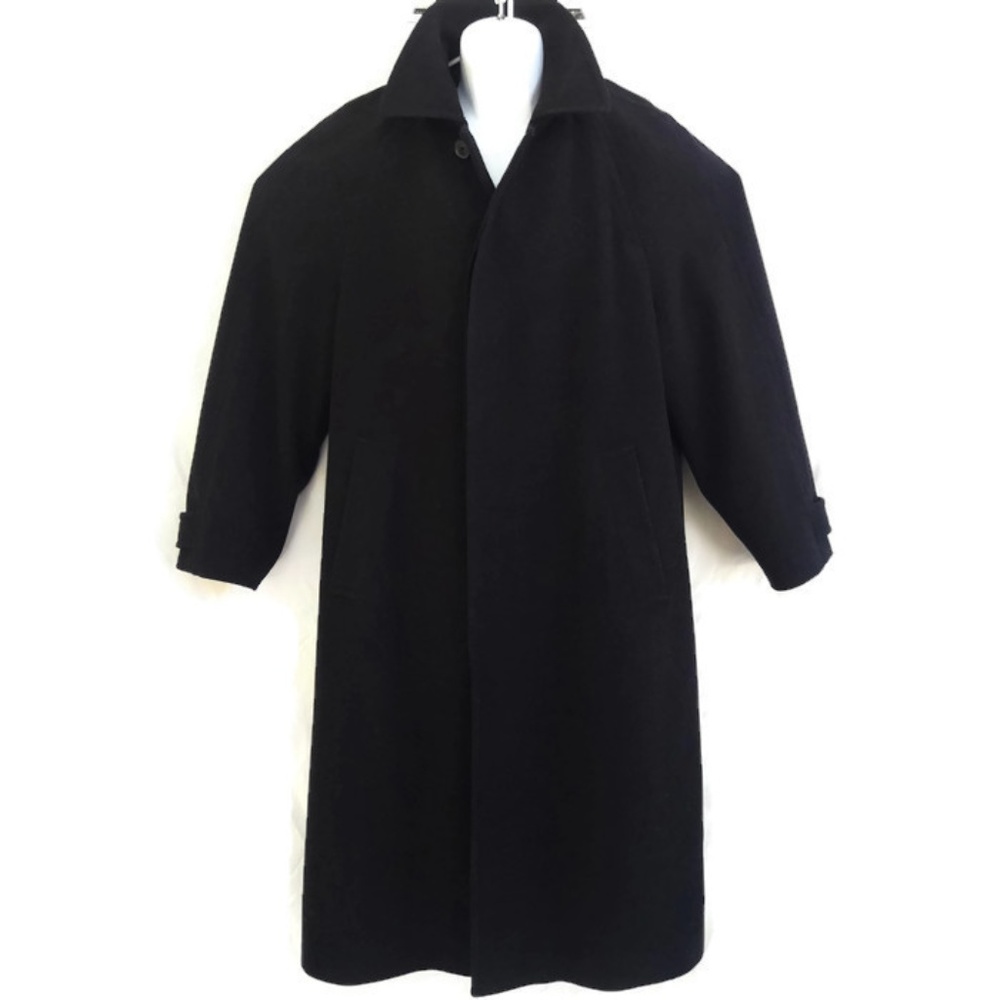 dup Hugo Boss Black Wool Blend Over Coat Trench Long 40R - Picture 2 of 8
